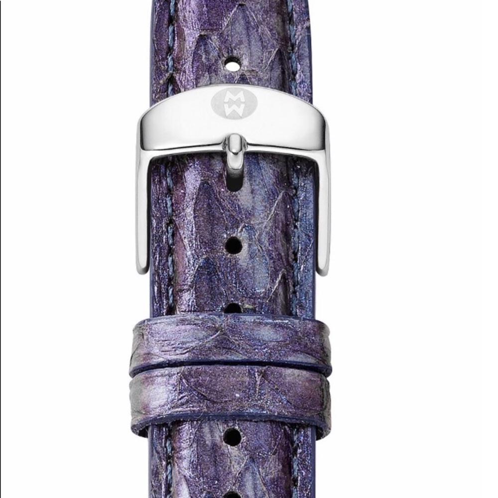Michele 12 mm Metallic Purple Snakeskin Strap